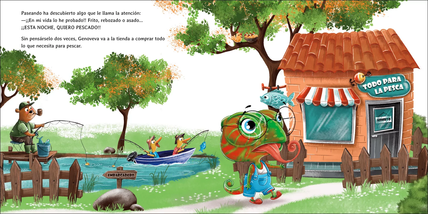 Interior del cuento infantil "Quiero Pescado"